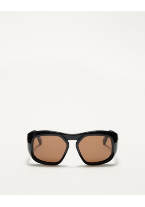 Valentino Rectangular Acetate Frame unisex BLACK/BROWN 55