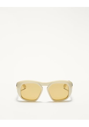 Valentino Rectangular Acetate Frame unisex IVORY/AMBER 55