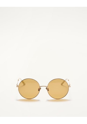 Valentino Round Oversized Metal Frame unisex LIGHT GOLD/IVORY/AMBER 57
