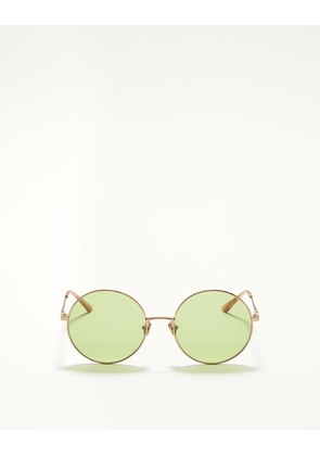 Valentino Round Oversized Metal Frame unisex LIGHT GOLD/HAVANA BEIGE/LIGHT GREEN 57