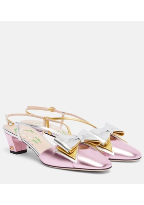 Valentino Garavani Bowow 45 metallic leather pumps