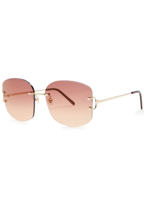 Cartier Signature C De Cartier Rimless Oversized Sunglasses - Pink