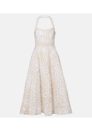 Rebecca Vallance Irena embroidered halterneck midi dress