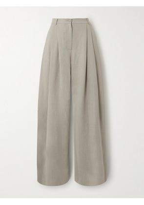 The Frankie Shop - Piper Pleated Twill Wide-leg Pants - Green - x small,small,medium,large,x large