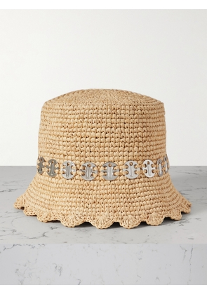 RABANNE - Embellished Raffia Bucket Hat - Neutrals - One size