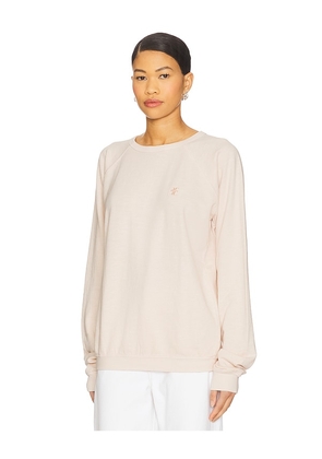 Eterne Oversized Lightweight French Terry Raglan Sweatshirt in Blush. Size L. Also in M, S, XL, XS.