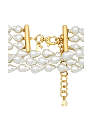 Lele Sadoughi Jackie Pearl Triple Row Choker in Ivory.