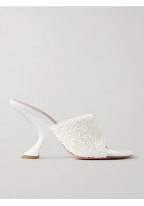Amina Muaddi - Taylor Leather-trimmed Raffia Mules - White - IT36,IT36.5,IT37,IT37.5,IT38,IT38.5,IT39,IT39.5,IT40,IT40.5,IT41,IT41.5,IT42