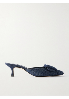 Manolo Blahnik - Maysale 50 Buckled Denim Mules - Blue - IT35,IT36,IT36.5,IT37,IT37.5,IT38,IT38.5,IT39,IT39.5,IT40,IT40.5,IT41,IT41.5,IT42,IT43