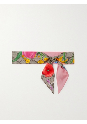 Gucci - Printed Silk-satin Scarf - Neutrals - One size