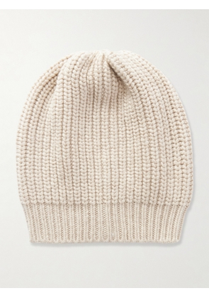 Brunello Cucinelli - Sequin-embellished Ribbed Cashmere And Silk-blend Beanie - Neutrals - XS,S,M,L,XL