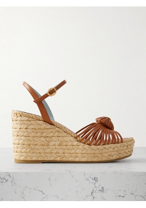 Valentino Garavani - Leather-trimmed Wedge Espadrilles - Brown - IT36,IT37,IT38,IT39,IT40,IT41,IT42