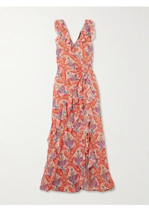 Etro - Open-back Ruffled Printed Crepe De Chine Maxi Dress - Red - IT36,IT38,IT40,IT42,IT44,IT46,IT48,IT50