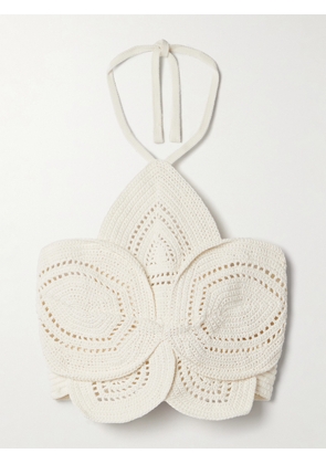 Cult Gaia - Emelia Cropped Crocheted Cotton Halterneck Top - Off-white - xx small,x small,small,medium,large,x large