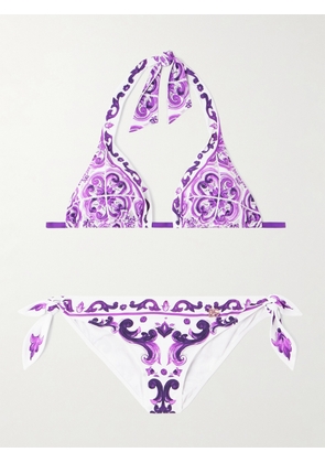 Dolce & Gabbana - Printed Triangle Halterneck Bikini - Purple - 1,2,3,4,5