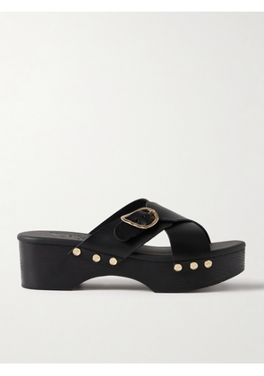 Ancient Greek Sandals - Marilisa Sabot Buckled Leather Platform Sandals - Black - IT35,IT36,IT37,IT38,IT39,IT40,IT41,IT42