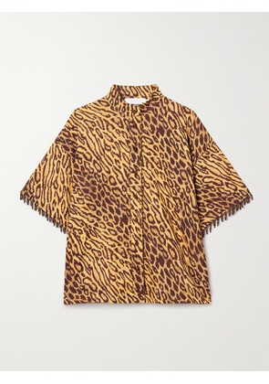 Zimmermann - Coco Bead-embellished Leopard-print Cotton Shirt - Animal print - 00,0,1,2,3,4