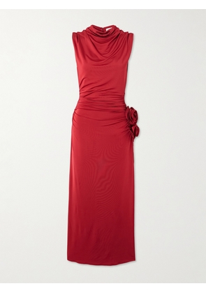 Magda Butrym - Appliquéd Draped Stretch-jersey Midi Dress - Red - FR 34,FR 36,FR 38,FR 40