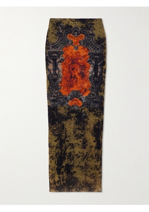Jean Paul Gaultier - Printed Mesh Midi Skirt - Orange - xx small,x small,small,medium,large,x large,xx large