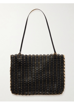 RABANNE - Reversible Chainmail-embellished Leather Shoulder Bag - Black - One size