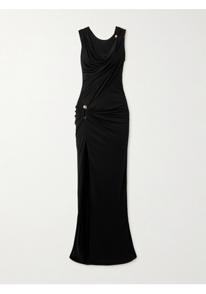 Versace - Embellished Draped Stretch-jersey Gown - Black - IT36,IT38,IT40,IT42,IT44,IT46,IT48