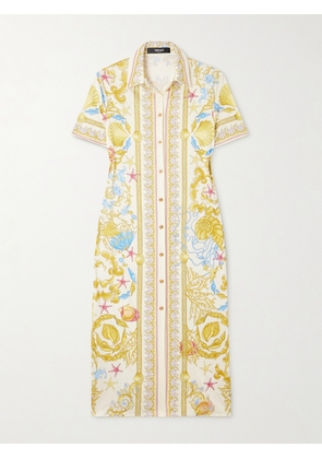 Versace - Printed Stretch-jersey Midi Shirt Dress - Yellow - IT36,IT38,IT40,IT42,IT44,IT46,IT48,IT50