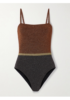 Eres - Irisée Calanque Color-block Stretch-lurex Swimsuit - Metallic - FR 38,FR 40,FR 42,FR 44,FR 46,FR 48