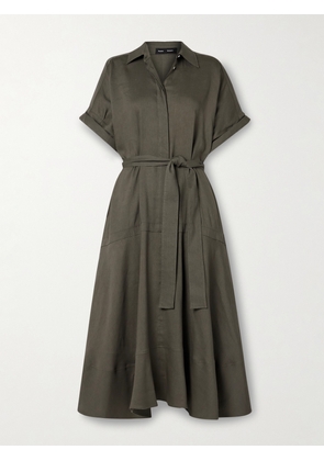 Proenza Schouler - Scottie Belted Organic Linen-blend Midi Dress - Green - US0,US2,US4,US6,US8,US10,US12