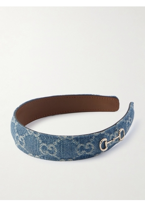 Gucci - Horsebit-detailed Denim-jacquard Headband - Blue - One size