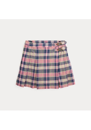 Plaid Pleated Madras Wrap Skirt
