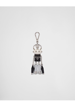 Robot Saffiano leather keychain charm