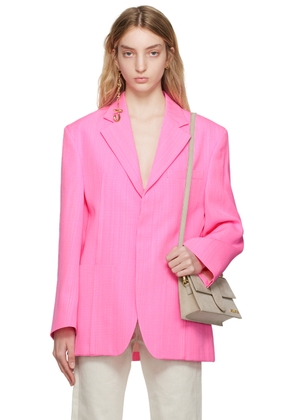 JACQUEMUS Pink Le Raphia 'La Veste D'Homme' Blazer