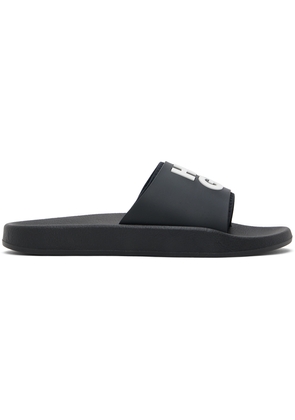 Hugo Black Logo-Branded Straps Slides