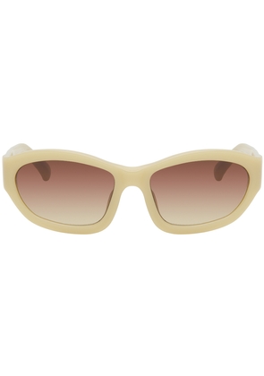 Dries Van Noten Beige Linda Farrow Edition Goggle Sunglasses