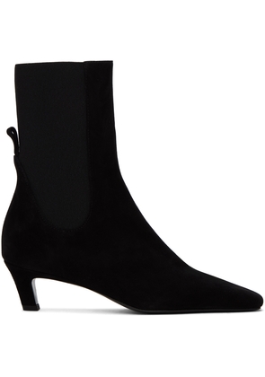 TOTEME Black 'The Mid' Heel Suede Boots