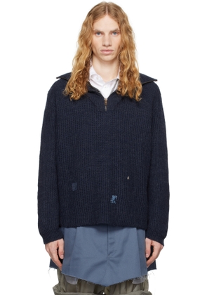 Maison Margiela Navy Summer Shetland Knit Sweatshirt