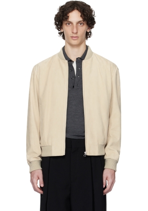 BOSS Beige BECKHAM Edition Regular-Fit Suede Bomber Jacket