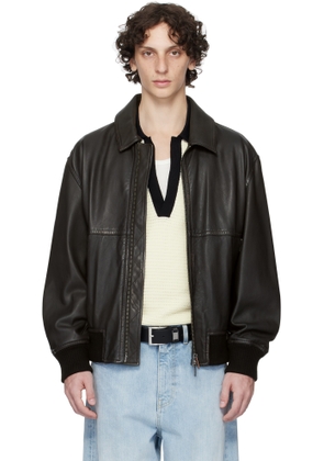 BOSS Brown Zip Leather Jacket