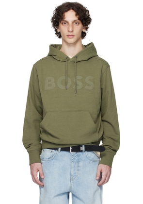 BOSS Khaki Relaxed-Fit Large Logo Hoodie