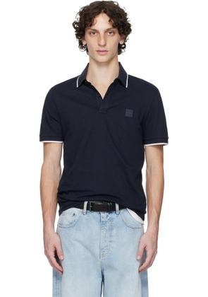 BOSS Navy Slim-Fit Stretch-Cotton Piqué Polo