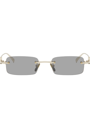 Gucci Gold 'Gucci' Block Rectangular Sunglasses