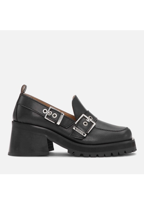 Ganni Women's Feminine Buckle Heeled Faux Leather Loafers - UK 4