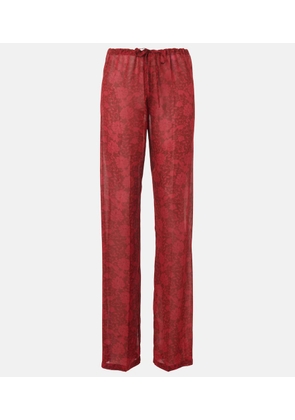 Dries Van Noten Floral georgette straight pants