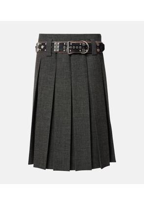 Prada Pleated virgin wool midi skirt