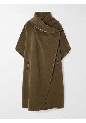 Isabel Marant - Azali Leather-trimmed Wool-blend Coat - Green - 0,1
