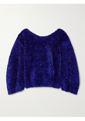 Dries Van Noten - Oversized Metallic Appliquéd Knitted Sweater - Blue - x small,small,medium,large