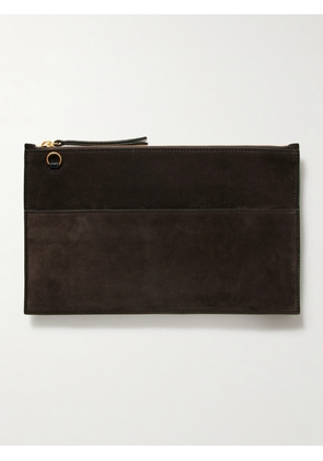Métier - Incognito Leather-trimmed Suede Clutch - Brown - One size