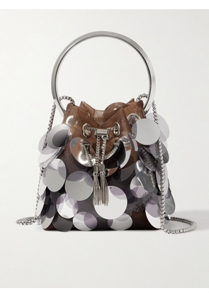 Jimmy Choo - Bon Bon Paillette-embellished Mesh Bucket Bag - Brown - One size