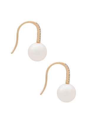 EF COLLECTION Pearl Ball Drop Earrings in Metallic Gold.