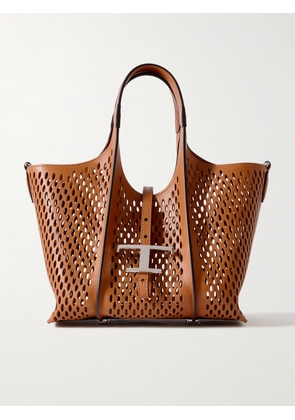 Tod's - T Timeless Mini Perforated Leather Shoulder Bag - Brown - One size
